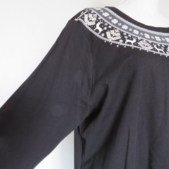 NWT Croft & Barrow The Classic Tee Women’s Winter Theme Embellished knit top 2X - Picture 4 of 10